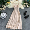 FTLZZ Ladies Sexy V Neck Spaghetti Strap Dresses Summer Backless Split Slim Long Dress Women Casual Beach Holiday Vestidos