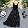 FTLZZ Ladies Sexy V Neck Spaghetti Strap Dresses Summer Backless Split Slim Long Dress Women Casual Beach Holiday Vestidos