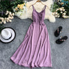 FTLZZ Ladies Sexy V Neck Spaghetti Strap Dresses Summer Backless Split Slim Long Dress Women Casual Beach Holiday Vestidos