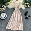 FTLZZ Ladies Sexy V Neck Spaghetti Strap Dresses Summer Backless Split Slim Long Dress Women Casual Beach Holiday Vestidos