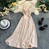 FTLZZ Ladies Sexy V Neck Spaghetti Strap Dresses Summer Backless Split Slim Long Dress Women Casual Beach Holiday Vestidos