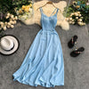 FTLZZ Ladies Sexy V Neck Spaghetti Strap Dresses Summer Backless Split Slim Long Dress Women Casual Beach Holiday Vestidos