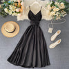 FTLZZ Summer Women Sexy V Neck High Waist A-line Party Tank Sundress Elegant Bandage Bow Long Dress Vestidos Multicolour