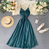 FTLZZ Summer Women Sexy V Neck High Waist A-line Party Tank Sundress Elegant Bandage Bow Long Dress Vestidos Multicolour
