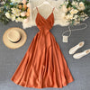 FTLZZ Summer Women Sexy V Neck High Waist A-line Party Tank Sundress Elegant Bandage Bow Long Dress Vestidos Multicolour