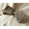 FTLZZ Spring Autumn Office Lady Loose Blazer Long Sleeve Plaid Splicing Design Blazer Coat Double-breasted British Style Jacket