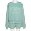FUFUCAILLM 2023 Casual Style Sets Women Embroidered Letter Pattern Round Neck Sweater + Drawstring Pocket Shorts Tracksuits
