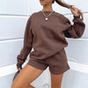 FUFUCAILLM 2023 Casual Style Sets Women Embroidered Letter Pattern Round Neck Sweater + Drawstring Pocket Shorts Tracksuits