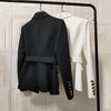Factory Customize  Quality Classic Style Office White Black Women Pocket Blazers with Blet