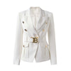 Factory Customize  Quality Classic Style Office White Black Women Pocket Blazers with Blet