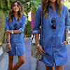 Factory Direct s Women Denim Jeans Dress Button Summer Long Sleeve Casual Tops Shirt Dress