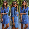 Factory Direct s Women Denim Jeans Dress Button Summer Long Sleeve Casual Tops Shirt Dress