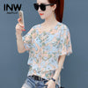Fake Two Pieces Women's Blouses Ladies Tops Summer Short Sleeve Chiffon Blouse Shirt Floral Print Blusas Mujer Moda 2022