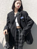 Fake Two Women's Suit Jacket Office Women Black Blazer Women's Tops Designer  Spring Autumn Coat New
