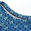 Fall 19 one off collar small floral print 3 / 4 sleeve kink pleat waist slim mid length dress