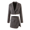 Fall 2 piece set women korean crop blazer set for women business suits office sets two piece set women skirt elegant brown suit