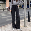 Fall 2022 High Waist Slim Ripped Jeans Women's Trendy Loose Wild Wide Leg Straight Pants Lady Hole All Match Denim Trousers