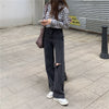 Fall 2022 High Waist Slim Ripped Jeans Women's Trendy Loose Wild Wide Leg Straight Pants Lady Hole All Match Denim Trousers