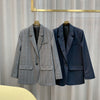 Fall 2022 Retro Plaid Yarn-dyed Lapel Loose Suit Jacket Women