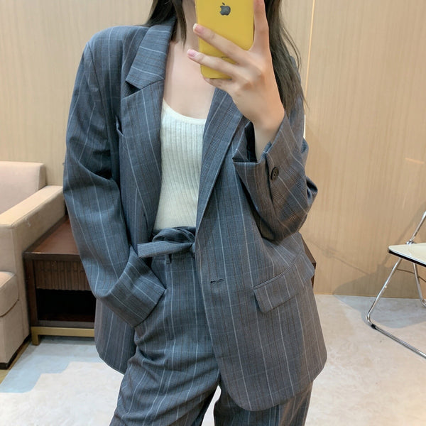 Fall 2022 Retro Plaid Yarn-dyed Lapel Loose Suit Jacket Women
