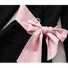 Fall Winter Jacket Women Sexy Backless Pink Bowknot Lace Up Slim Blazer Women Single Breasted Diamonds Cross Bandage Outwear