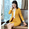 Fall Winter Sets Elegant Yellow Formal Uniforms Styles Blazers Suits With Skirt and Jackets Set For Women Business Work Wear 914