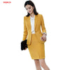 Fall Winter Sets Elegant Yellow Formal Uniforms Styles Blazers Suits With Skirt and Jackets Set For Women Business Work Wear 914