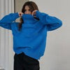 Fall Winter Turtleneck Pullover Women Casual Knitted Sweater Loose Elegant Long Sleeve Thick Jumper Female Retro Solid Knitwear