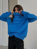 Fall Winter Turtleneck Pullover Women Casual Knitted Sweater Loose Elegant Long Sleeve Thick Jumper Female Retro Solid Knitwear