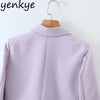 Fall Women Cropped Blazer Vintage Solid Color Long Sleeve Notched Collar Double Breasted Elegant Office Jacket  Suits