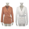 Fandy Lokar Double Breasted Blazers Women Office Lady Jackets Women Elegant Tie Belt Notched Pockets Suit Female Ladies