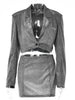 Fantoye Glitter Skirt Sets Women Blazer Suits Double Layer Elegant Two Piece Sets Women Outfit Shiny Female Streetwear Clothing