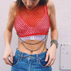 Womens Hollow-out Tops Sexy Sleeveless Summer See-through Mesh Fishnet Short Blouse Shirts O-neck Casual S/M/L 2C0153
