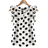 Fashion 2022 Girl Dots Blouse Women Casual Chiffon Shirt Sleeveless Ruffle Sleeve Shirt Summer Tops Black White