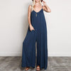 Fashion 2022 Summer Women Jumpsuits Casual Sexy V Neck Strappy Loose Overalls Wide Leg Pants Elegant Solid Work Rompers