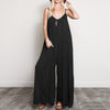 Fashion 2022 Summer Women Jumpsuits Casual Sexy V Neck Strappy Loose Overalls Wide Leg Pants Elegant Solid Work Rompers