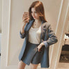 2022 Women Skirt Suits Single Button Notched Striped Blazer Jackets Slim Mini Skirts Two Pieces Sets OL Female  S95515Z