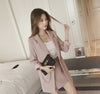 2022 Women Skirt Suits Single Button Notched Striped Blazer Jackets Slim Mini Skirts Two Pieces Sets OL Female  S95515Z