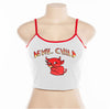Fashion 2022 Trend Women Halloween Devil Print Crop Vest Top Casual Summer Stylish Ladies Clubwear Camisole Tank Sun-Tops