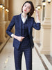 3 Piece Set Business Pant Suits Women Plaid Design Formal Jacket Vest Office Lady Work Spring Autumn Skirt Set Female