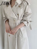 And Elegant Temperament British Style Coat Korean Version Loose Back Split Popular Windbreaker Coat Women's Mid-Length