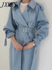 And Elegant Temperament British Style Coat Korean Version Loose Back Split Popular Windbreaker Coat Women's Mid-Length