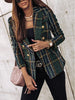 Autumn Plaid Printed Women's Blazer Coats Long Sleeve Slim Fits Outwear Double-Breasted Short Suit Jackets Femme Outwear