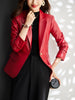 Autumn Winter Women Solid Blazer Coat Female Red Coffee Black Long Sleeve Single Button Slim Jacket Ladies
