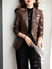 Autumn Winter Women Solid Blazer Coat Female Red Coffee Black Long Sleeve Single Button Slim Jacket Ladies