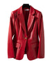 Autumn Winter Women Solid Blazer Coat Female Red Coffee Black Long Sleeve Single Button Slim Jacket Ladies