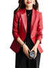 Autumn Winter Women Solid Blazer Coat Female Red Coffee Black Long Sleeve Single Button Slim Jacket Ladies
