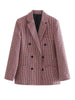 Autumn Women Plaid Blazers and Jackets Work Office Lady Suit Slim Double Breasted Business Female Blazer Coat
