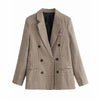 Autumn Women Plaid Blazers and Jackets Work Office Lady Suit Slim Double Breasted Business Female Blazer Coat Talever