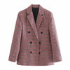 Autumn Women Plaid Blazers and Jackets Work Office Lady Suit Slim Double Breasted Business Female Blazer Coat Talever